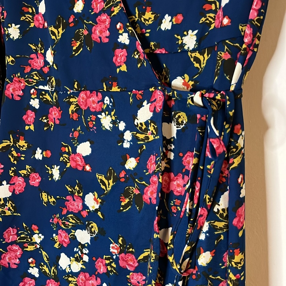 Love Kuza L A dress floral Sz S maxi wrap tie DRESS Dark romance Whimsgoth flowy - Picture 5 of 7